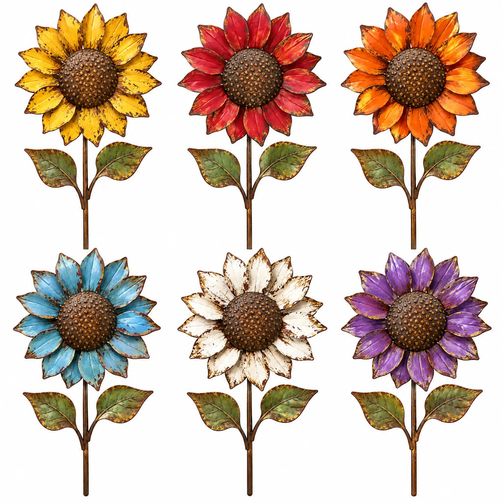 Vintage Sunflower Metal Garden Stake — view 2