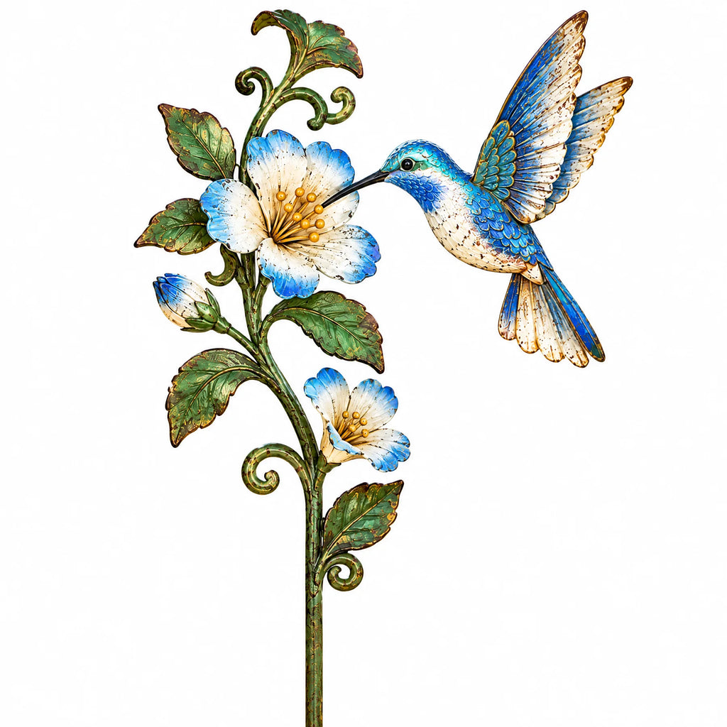 Hummingbird & Blossom Metal Garden Stake — view 2