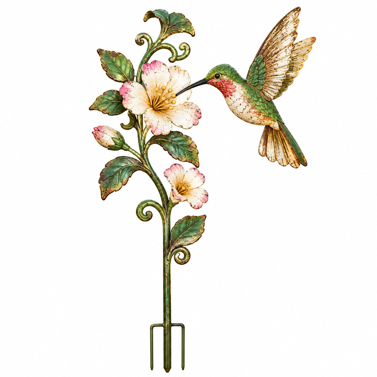 Hummingbird & Blossom Metal Garden Stake — view 3
