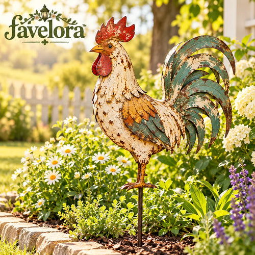 Rustic Rooster Metal Garden Stake — view 1
