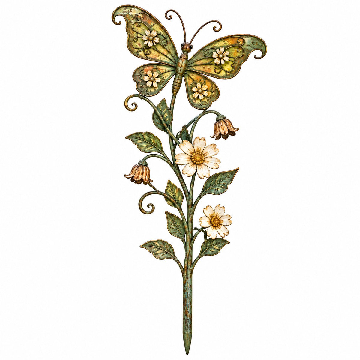 Vintage Butterfly Floral Garden Stake — view 4