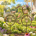 Vintage Bicycle Flower Basket Garden Stake — view 1