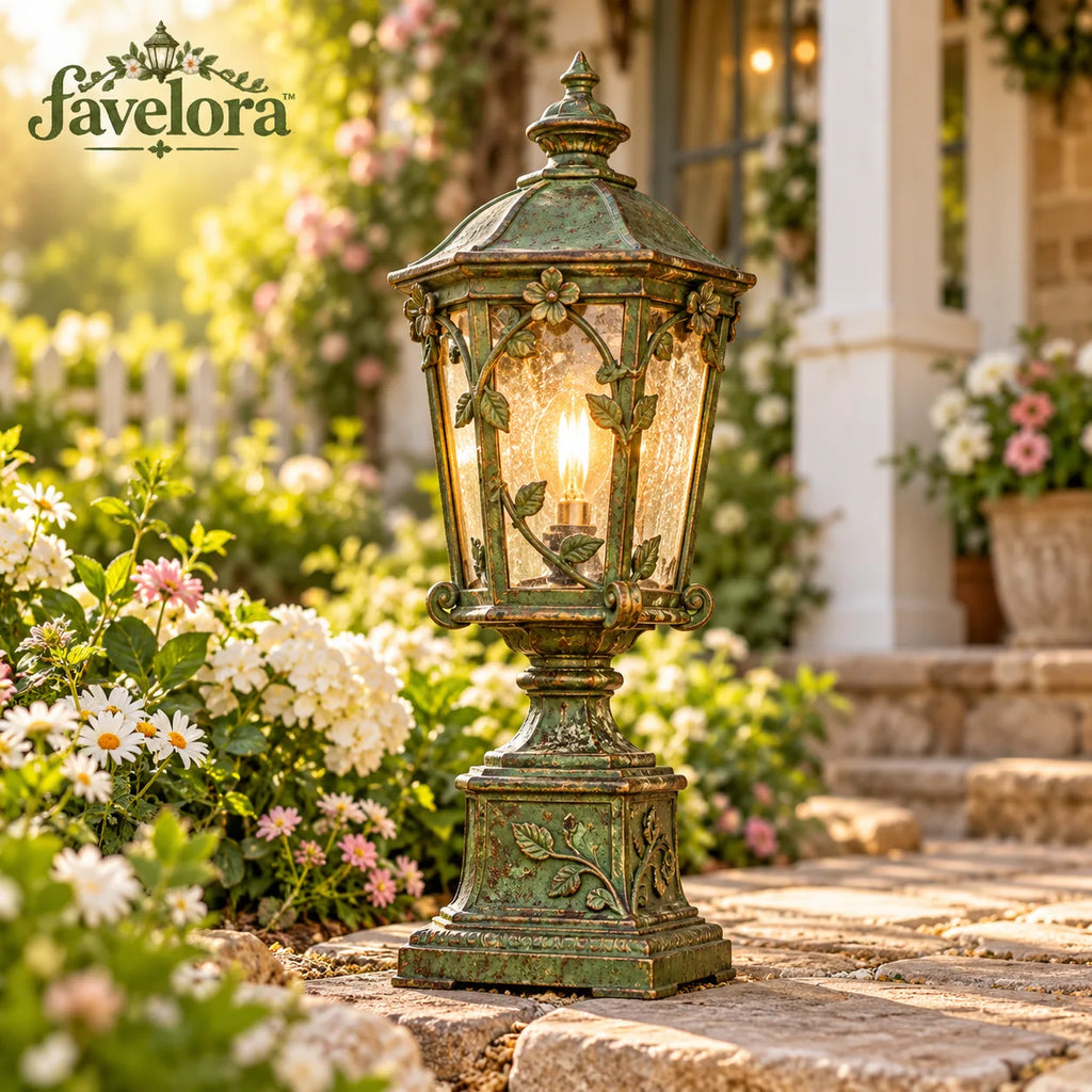 Verdigris Pedestal Garden Lantern — view 1