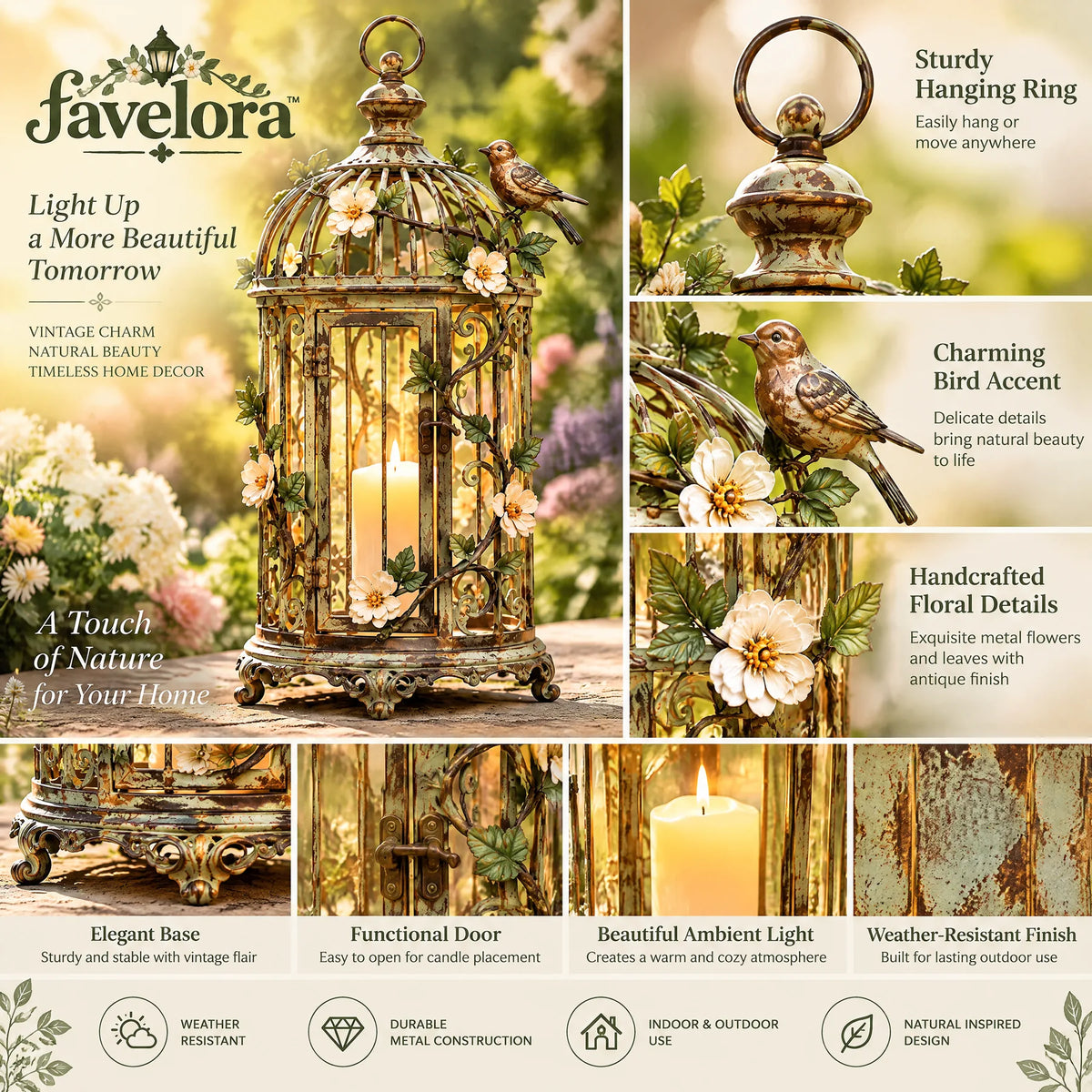 Vintage Birdcage Candle Lantern — view 3