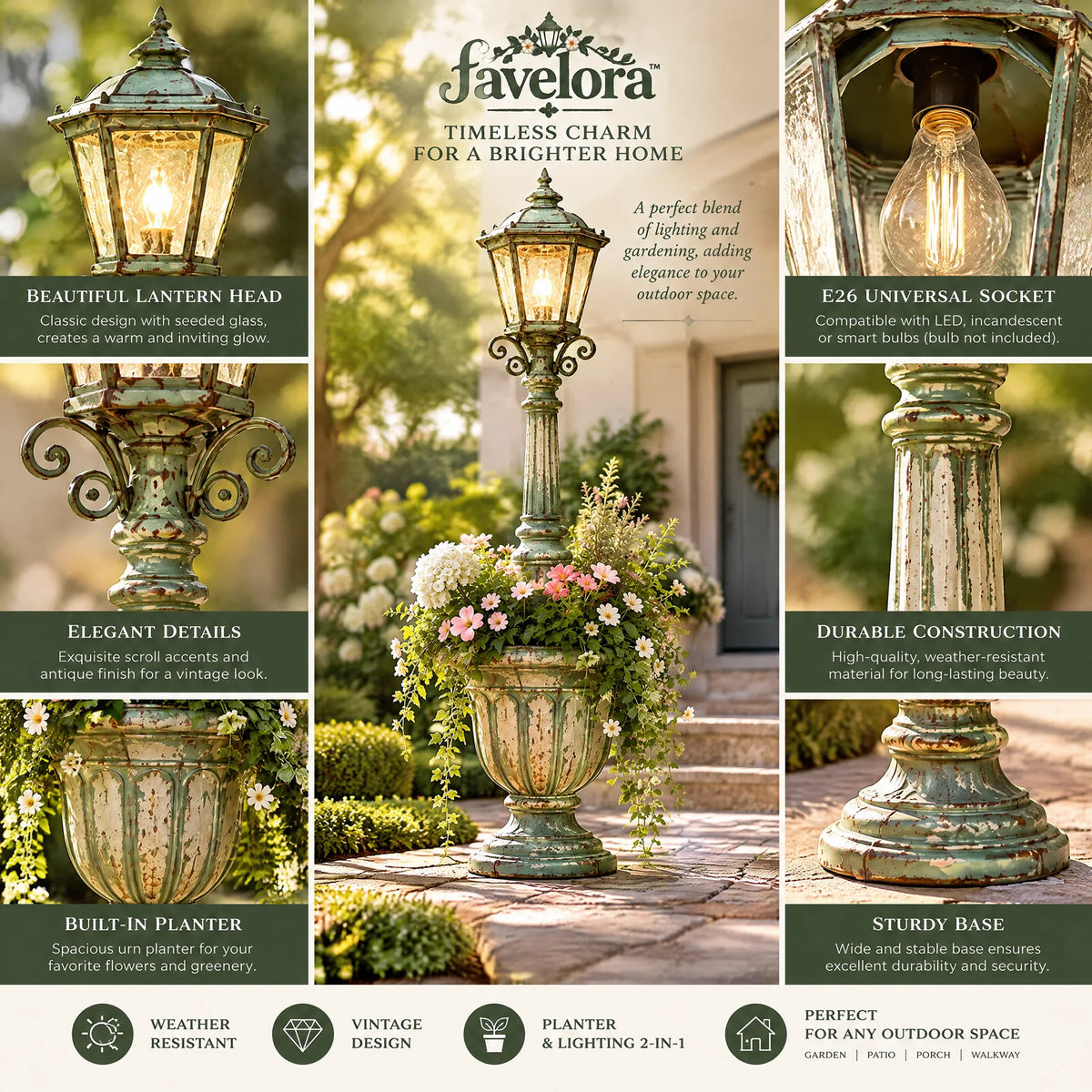 Vintage Lantern Planter Garden Accent — view 3
