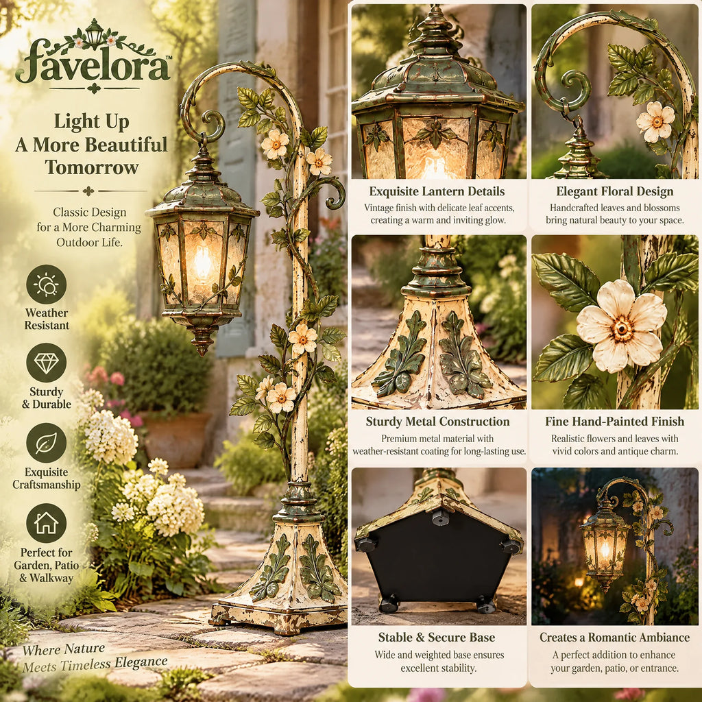 Floral Scrollwork Freestanding Garden Lantern — view 2