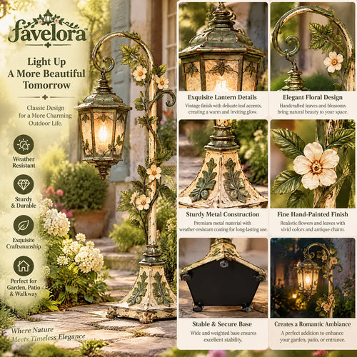 Floral Scrollwork Freestanding Garden Lantern — view 2
