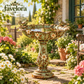 Vintage Floral Birdbath with Bird Accents — view 1